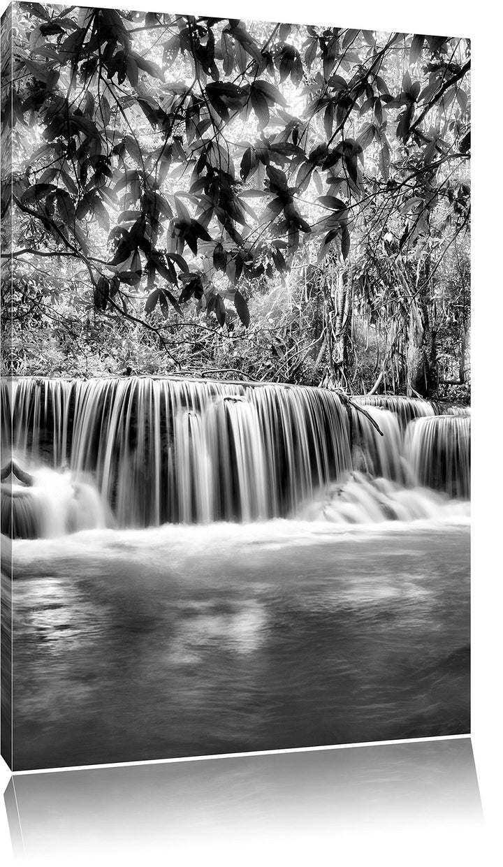 Pixxprint Kleiner Wasserfall im Dschungel als Leinwandbild/Grösse: 100x70 / Wandbild/Kunstdruck/fert
