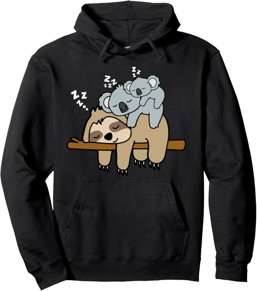 süsse faule Faultier & Baby Koala Mutter Bär Nickerchen Pullover Hoodie