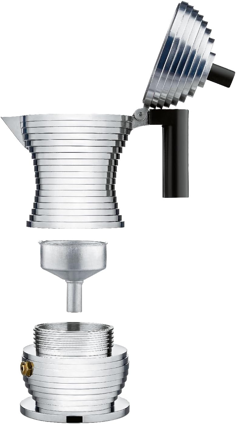 Alessi Kaffeekanne, schwarz, Aluminium, 8.3 x 10.5 x 35