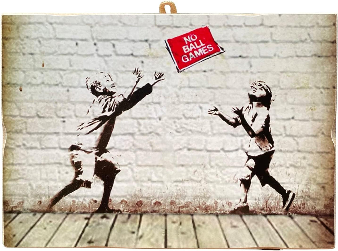 KUSTOM ART 3 Bilder im Vintage-Stil, Bansky-Stil, aus Kollektion, Druck auf Holz, 25 x 18 cm