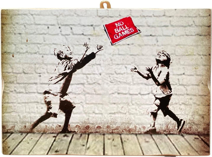 KUSTOM ART 3 Bilder im Vintage-Stil, Bansky-Stil, aus Kollektion, Druck auf Holz, 25 x 18 cm