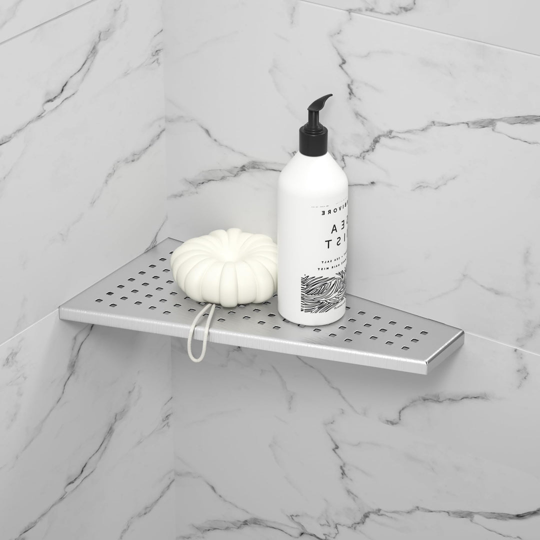 Eckablage Duschablage 304 Edelstahl ohne Bohren für Badezimmer Shampoo Halter Organizer Trapezförmig