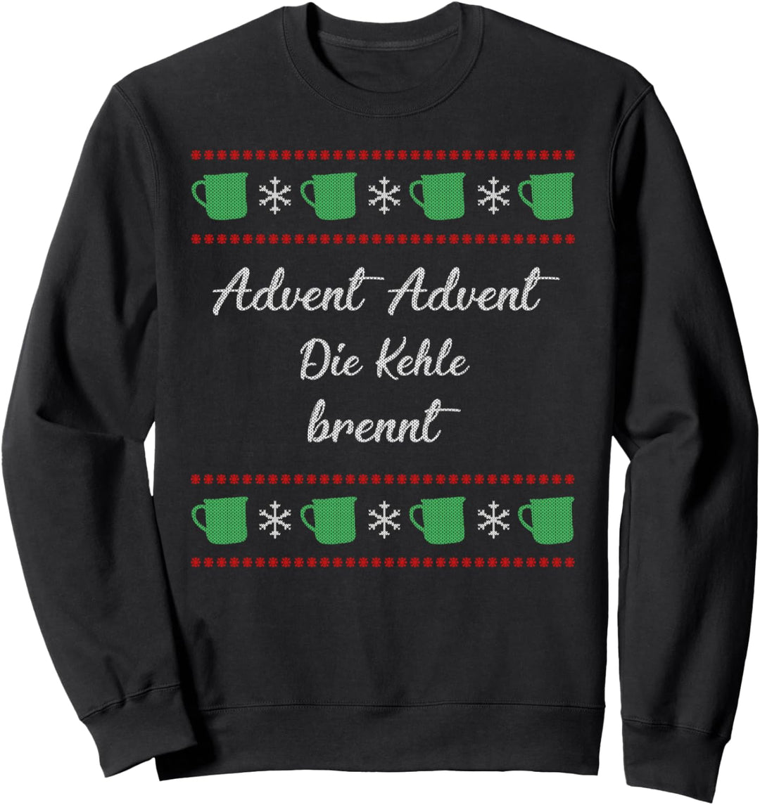 Advent Kehle Brennt Ugly Christmas Sweater Saufen Geschenk Sweatshirt