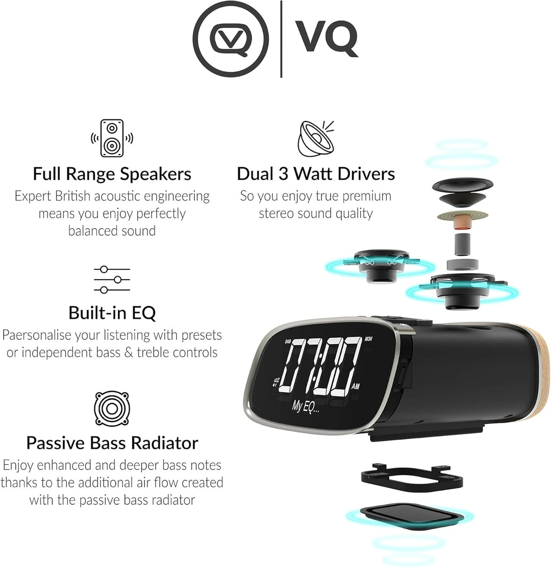 VQ Lark Digitalradio DAB und DAB+ mit FM, Bluetooth, Aux, Zwei USB-Anschlüssen und Weckfunktion - Gr