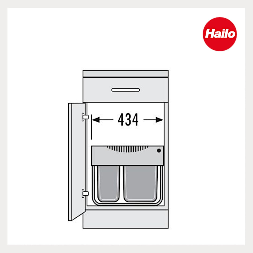 Hailo Abfallsammler 3644941 | 2fach Raumspar Tandem | 18 + 12L Inneneimer for Cabinets from 500 mm w