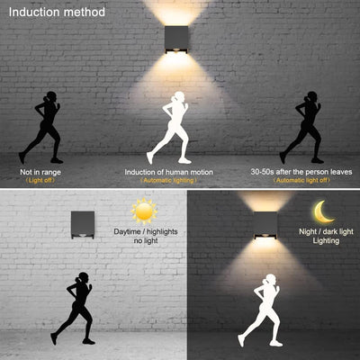 Klighten 2 Stück LED Wandleuchte mit Bewegungsmelder Innen/Aussen 3000K Aussenwandleuchte mit Bewegu