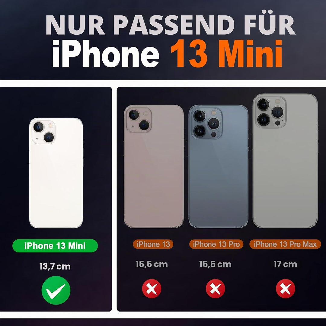SHIELDON Hülle für iPhone 13 Mini, Schutzhülle [Rindsleder] [Stossfest] [Kartenfächer] [Magnetversch