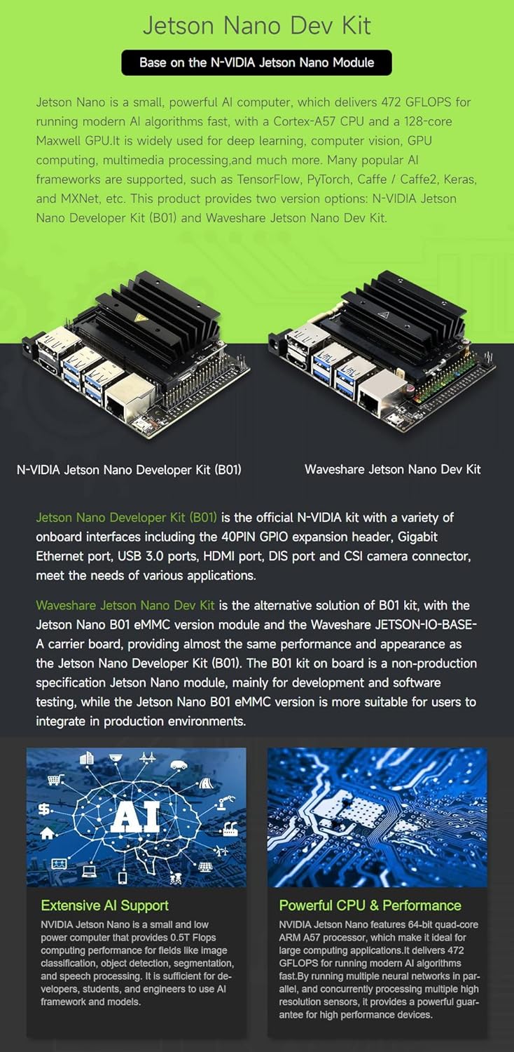 Waveshare JetBot AI Kit Accessories Add-ons for Jetson Nano Developer Kit and B01 Version to Build J