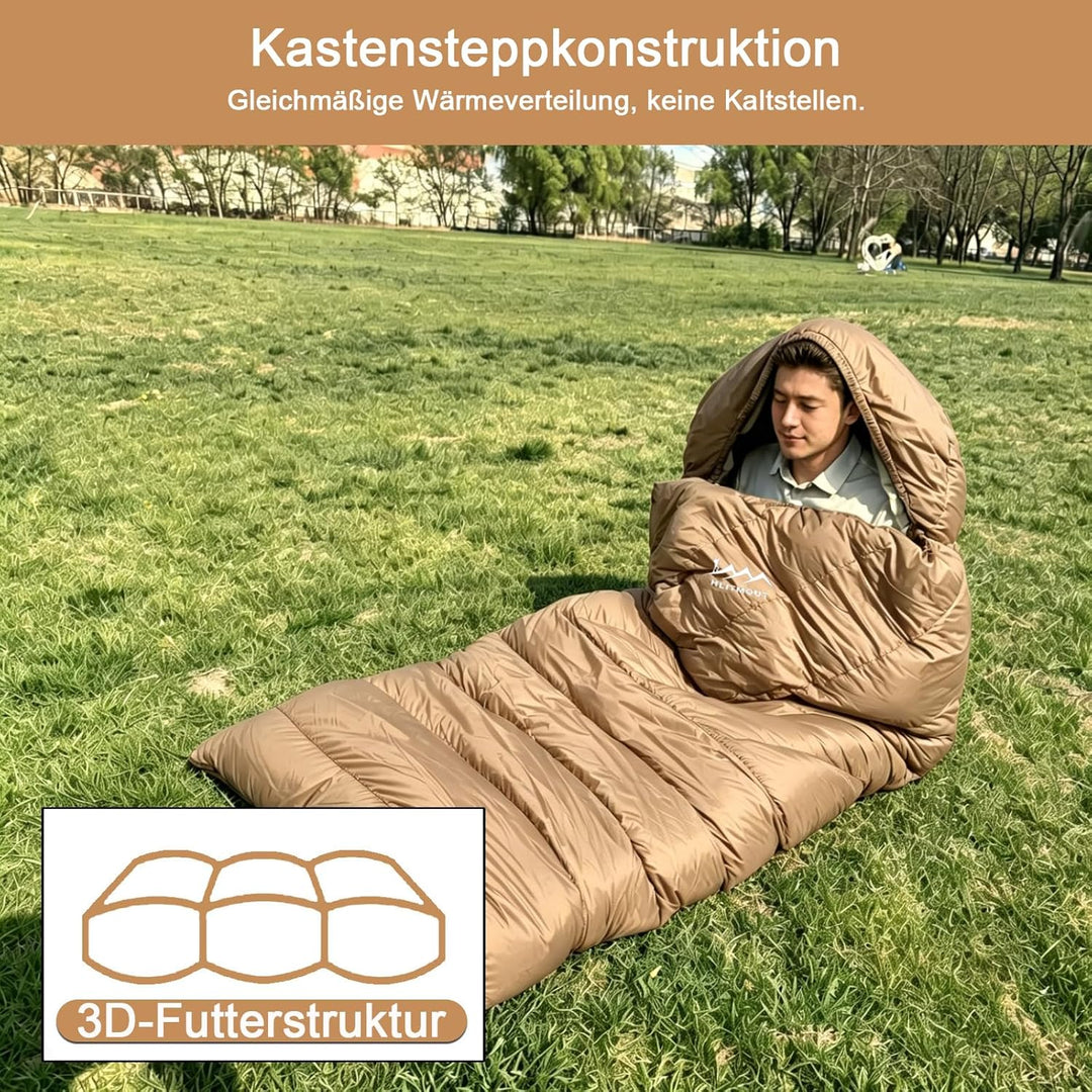 XXL Daunen Deckenschlafsack, Extra Grosser Leichter Schlafsack 230 cm x 100 cm für Erwachsene Campin