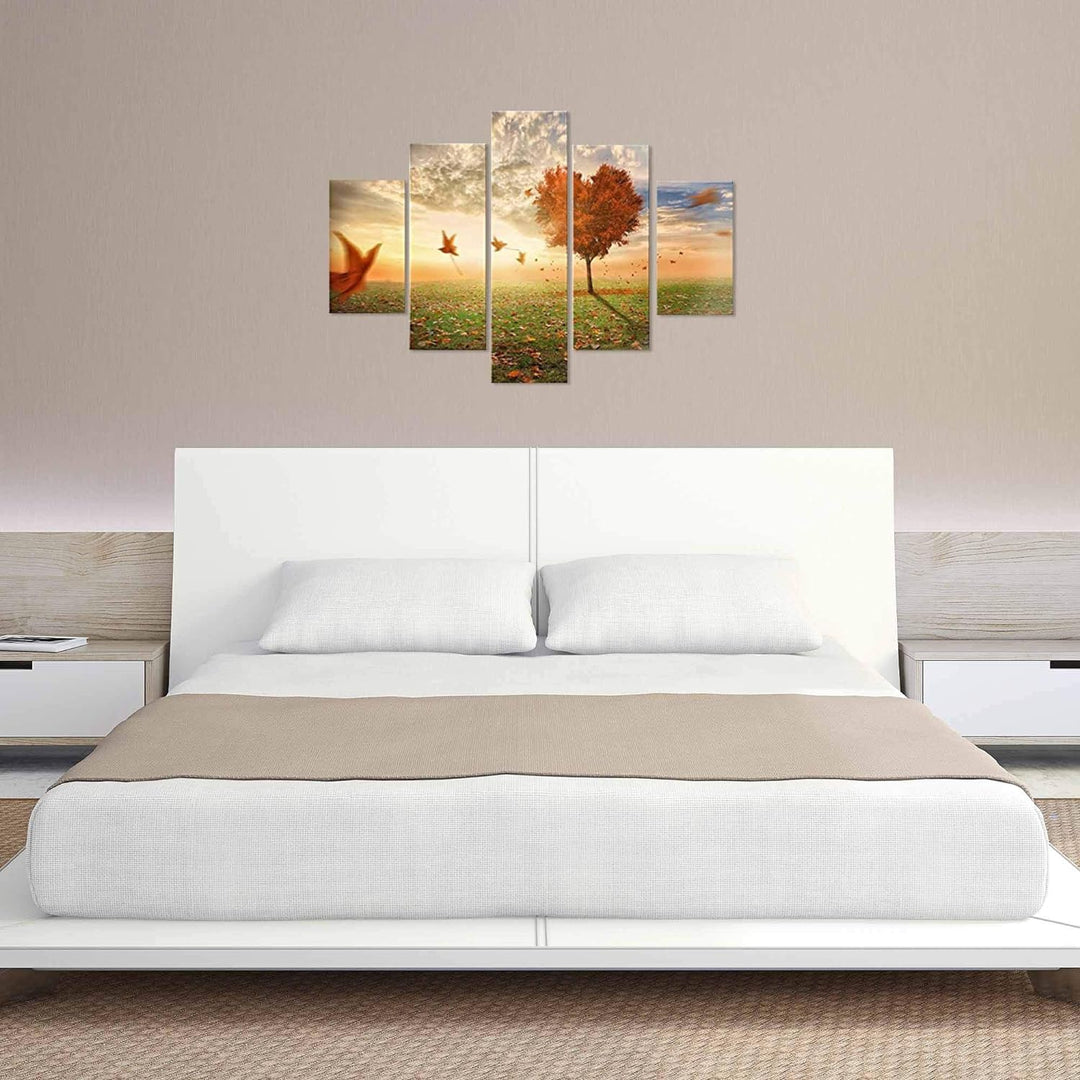 Lupia Modernes Bild 5 Stück aus Holz Vogue 66X115 cm Foglie Al Vento, Mehrfarbig, 66x115x0,8 cm