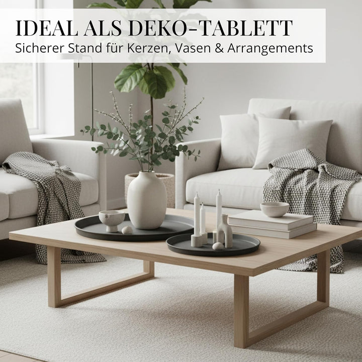 Deko Tablett 3er Set, Serviertablett rund (25 cm, 30 cm, 40 cm), Dekotablett für Adventskranz, Kerze