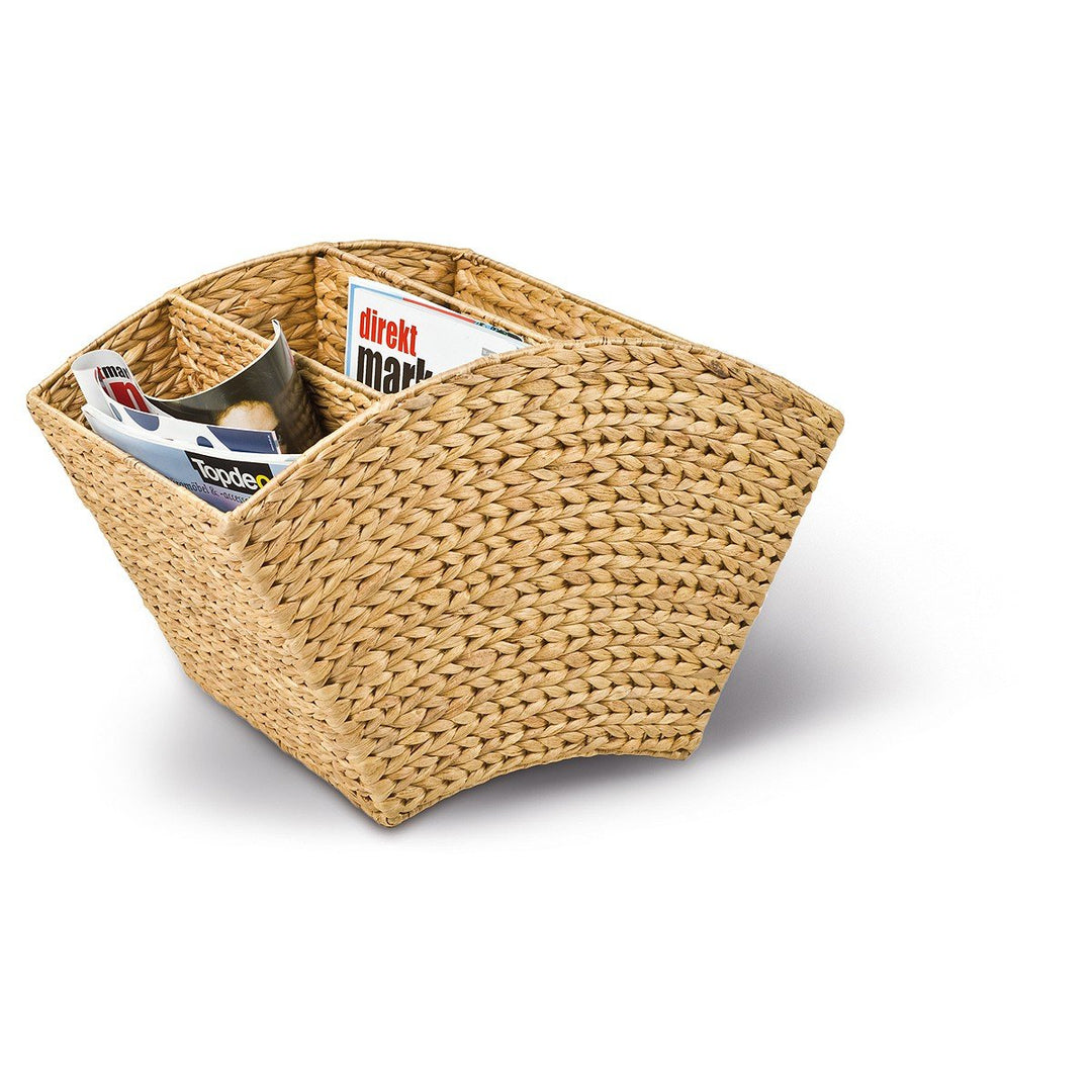 NEUSTANLO Zeitungsständer, Zeitungskorb, 4 Fächer, aus Wasserhyazinthe, rechteckig, Masse 500 x 340