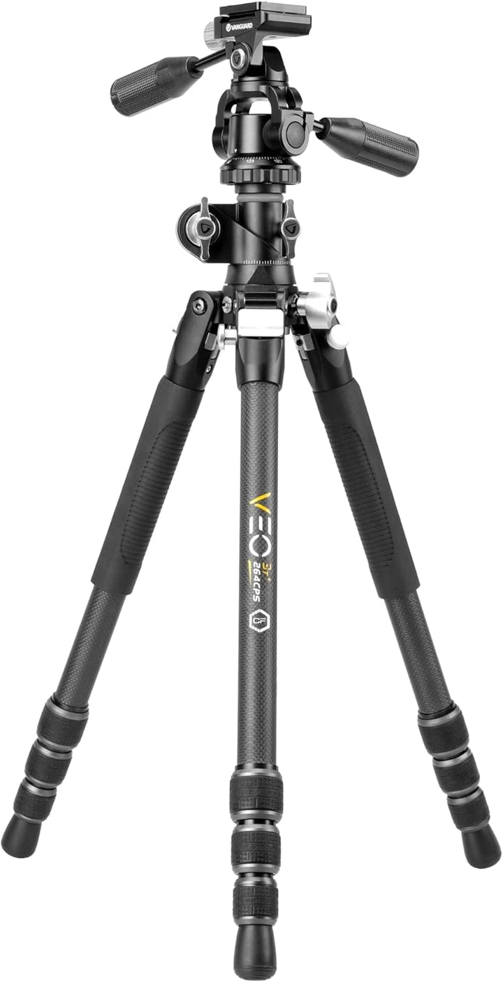 Vanguard Veo 3T+ 264CPS - Reisestativ mit umklappbarer Mittelsäule und 3-Wege-Kopf Carbon 26mm 3 Weg