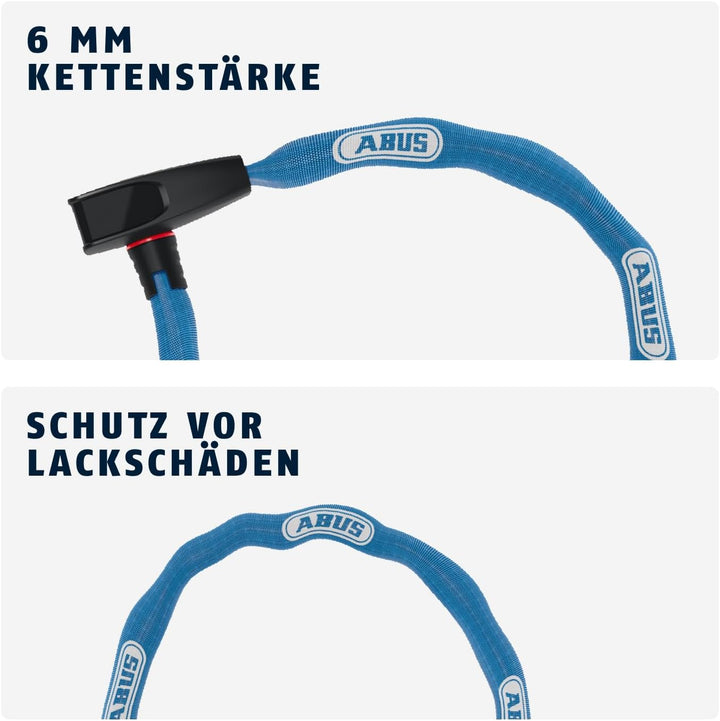 ABUS Kettenschloss Catena 6806K – Leichtes Fahrradschloss aus gehärtetem Stahl mit modischem Textils
