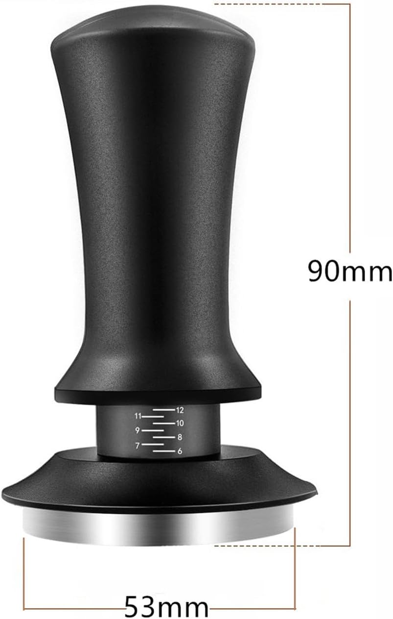 TRIXES Gefederter Kaffeestampfer mit Matte – verstellbarer Espresso-Tamper – Mattschwarz – Kaffeebrü