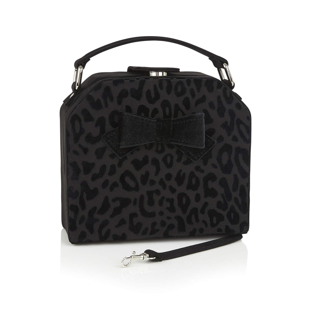 Ruby Shoo Damen Handtasche Sante Fe Flock Leopard Bow Tasche Schwarz, Schwarz