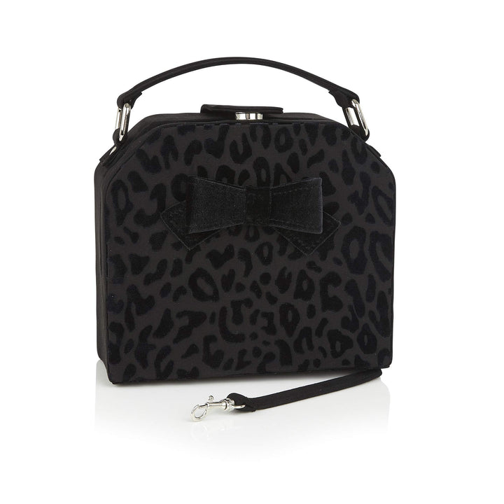 Ruby Shoo Damen Handtasche Sante Fe Flock Leopard Bow Tasche Schwarz, Schwarz