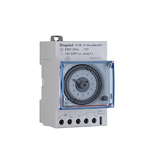 LEGRAND, Zeitschaltuhr MicroRex W31, mechanisch mit 7-Tages-Programm (Reiheneinbau-Zeitschaltuhr für