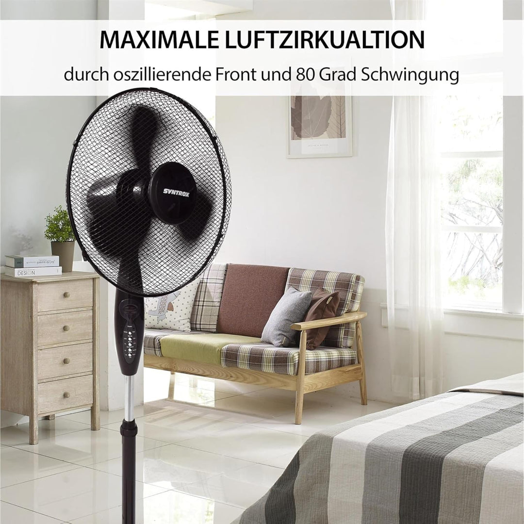 Syntrox Ventilator mit Oszillation Glittera | Standventilator | Bodenventilator, Grosser Schwenkbere