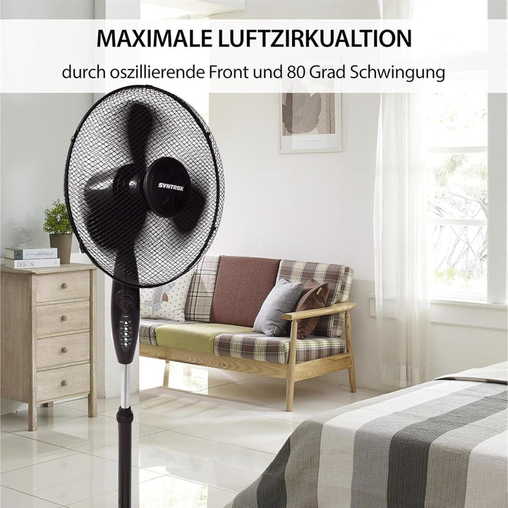 Syntrox Ventilator mit Oszillation Glittera | Standventilator | Bodenventilator, Grosser Schwenkbere