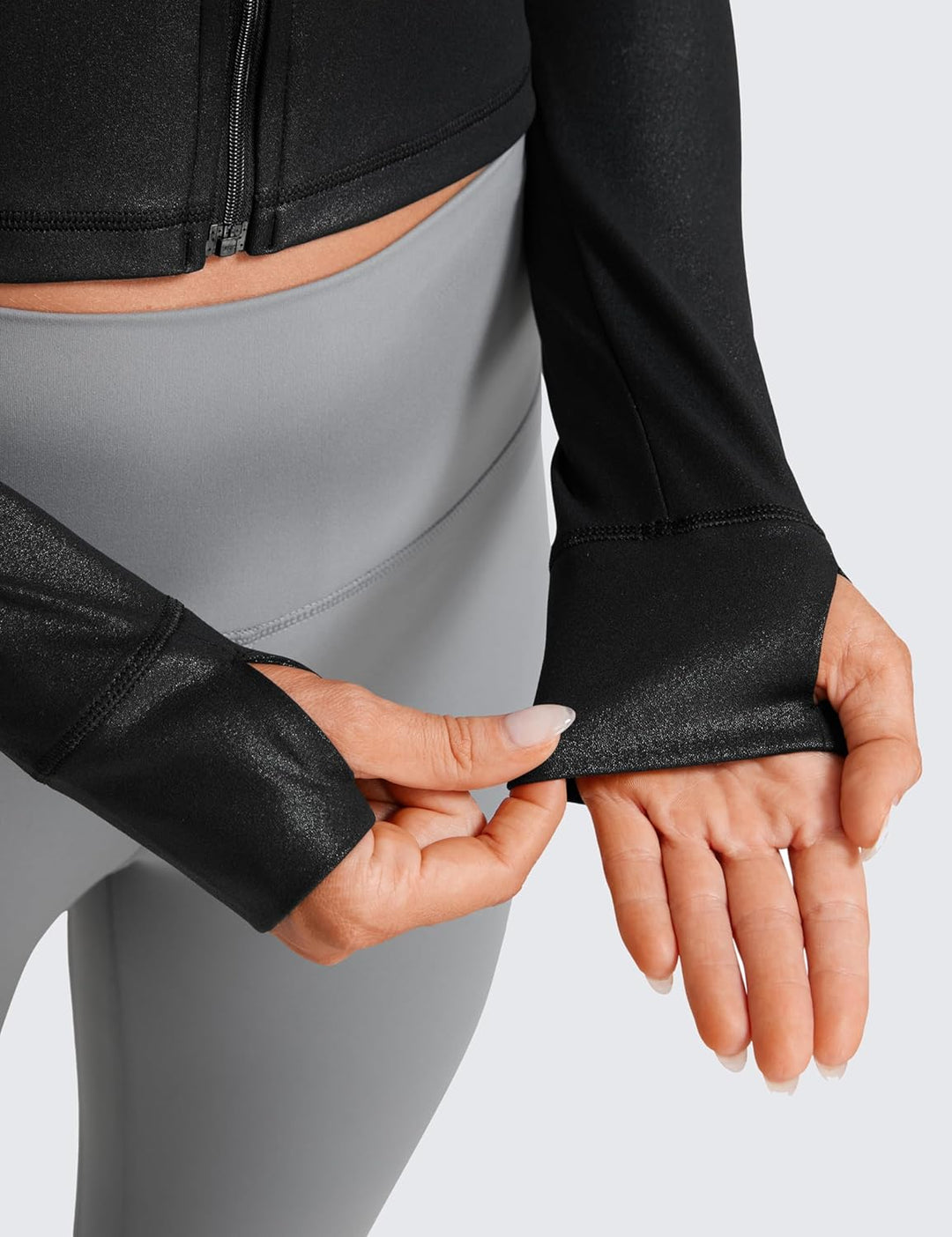 CRZ YOGA Damen Butterluxe Voller Reissverschluss Cropped Jacke Sport Pullover Slim Fit Gym Running J