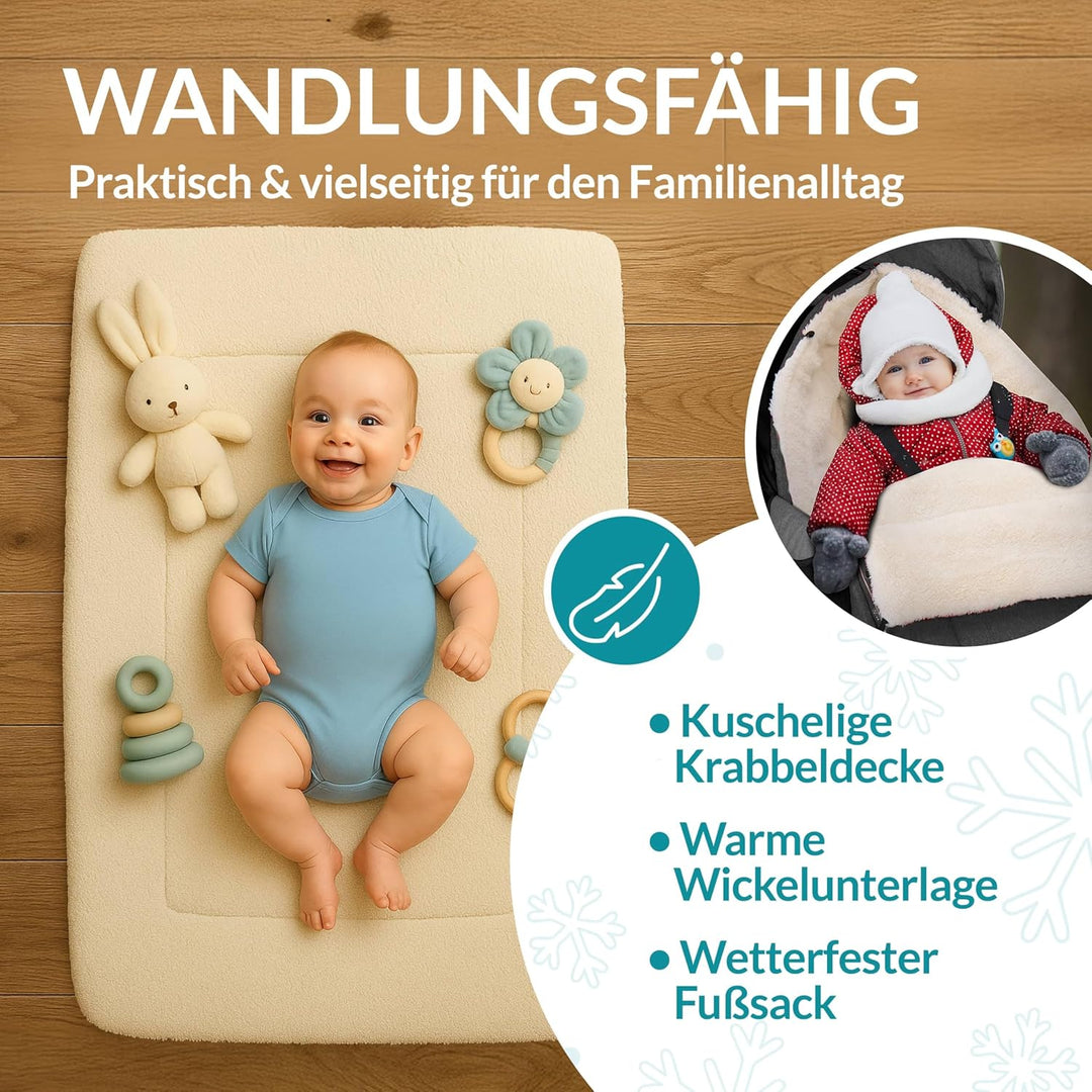 MONZANA® Fusssack für Kinderwagen Baby Winter mit Reflektoren Reissverschluss Waschbar Buggy Babysch