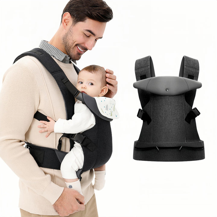 IULONEE Babytrage für Neugeborene Ergonomische Baby Carrier mit abnehmbarem Lätzchen Vorne nach hint