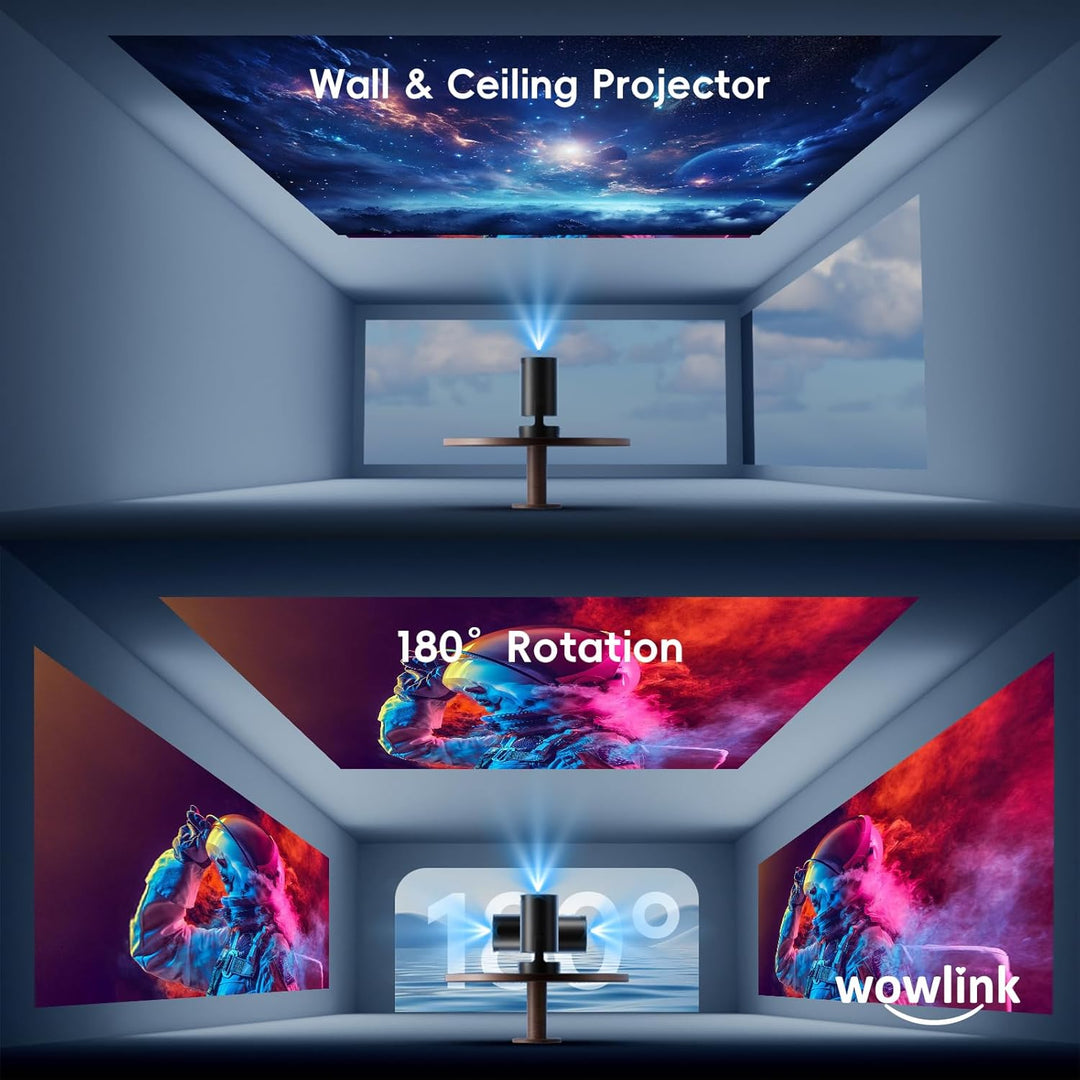 Mini Beamer Unterstützt 4K 1080P, Projektor Tragbarer mit WiFi 6 und Bluetooth 5.4, Beamer Klein Pro