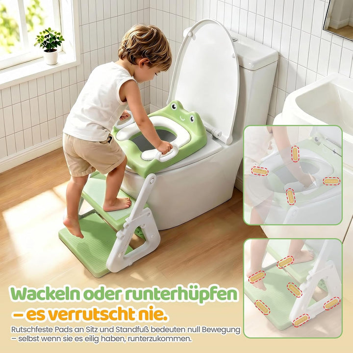 Orzbow Kinder Toilettensitz, Stabil Toilettensitz Kinder mit Treppe und Dreiecksstruktur, Verlängert