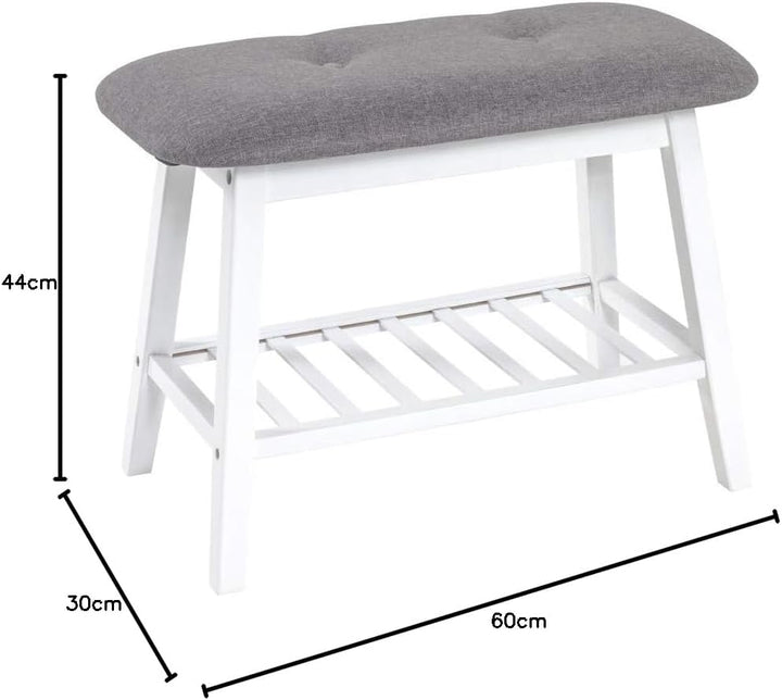 HAKU Möbel Schuhbank, Bambus, weiss-grau, B 60 x T 30 x H 44 cm Weiss-grau 60 x 30 x 44 cm, Weiss-gr