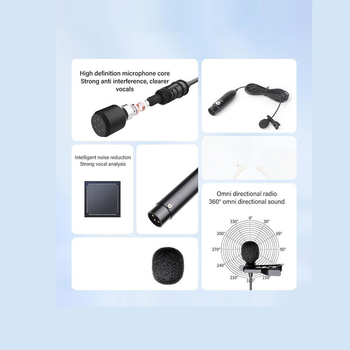 Lavalier Microfon Professional 48 V Phantom Power Omni Directional Rauschen Reduktion Clip auf Rever