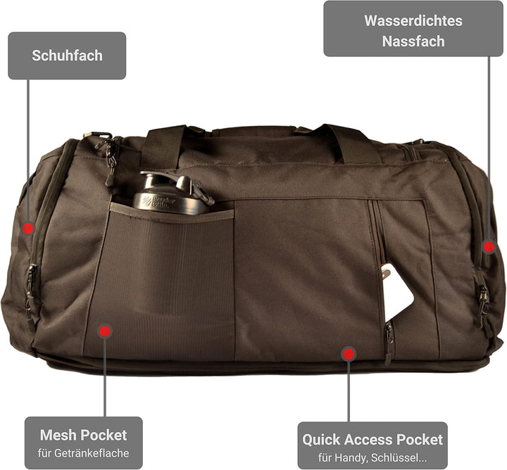Ultimate Sportbag | nachhaltige Sporttasche mit Schuhfach & Nassfach mit Rucksackfunktion für Herren