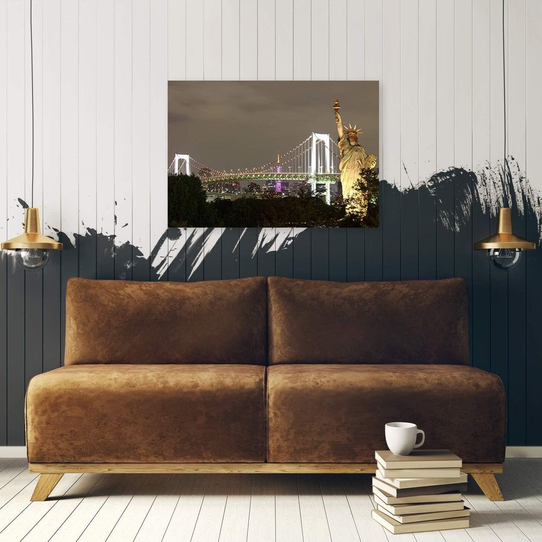 Leinwandbild XXL Freiheitsstatue Wandbild Kunst Architektur Grau 120x80 cm Leinwandbild 120x80 cm Gr