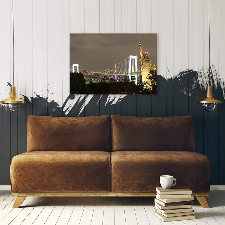 Leinwandbild XXL Freiheitsstatue Wandbild Kunst Architektur Grau 120x80 cm Leinwandbild 120x80 cm Gr