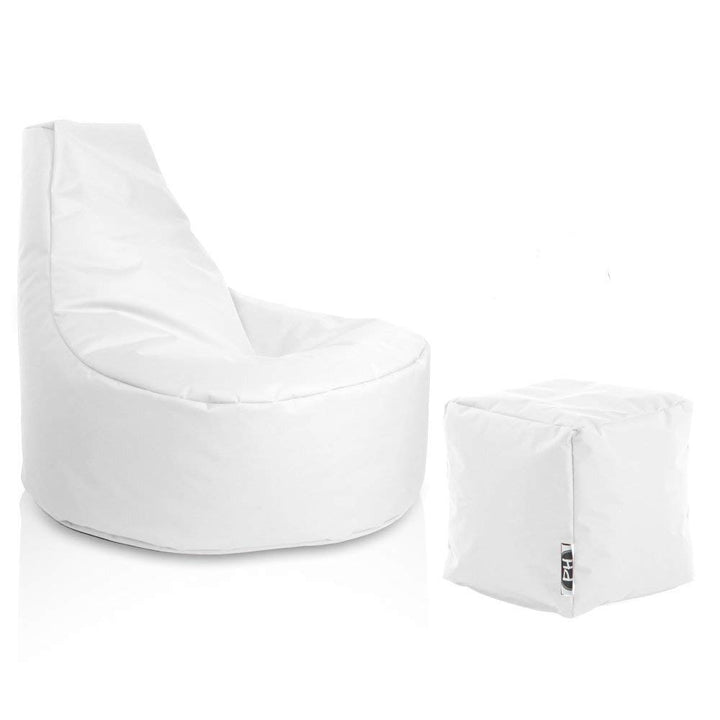PATCH HOME Gamer Sessel inkl. Würfel Bean Bag Set Ø75cm, 30cm Sitzhöhe, 80cm Höhe + 35x35cm Würfel W