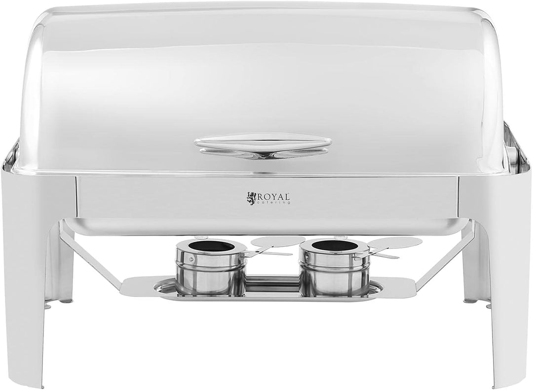 Royal Catering RCCD-RT4_9L Chafing Dish GN 1/1 8,5 L 2 Brennstoffzellen Rolltop Warmhaltebehälter Re