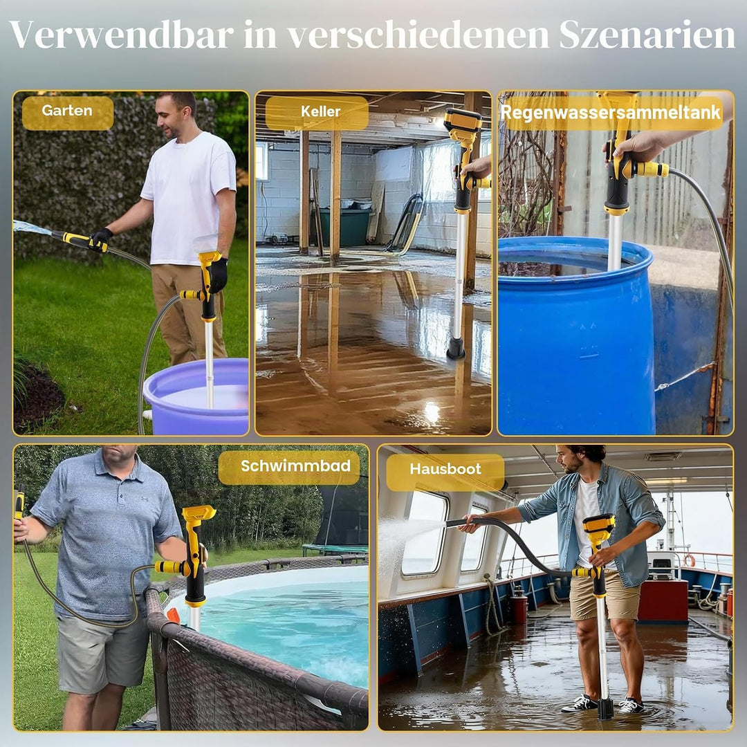 Kabellose Stick-Wassertransferpumpe für Dewalt 18V 20V Akku, 3M Kopfhöhe, 3600L/h High Flow Tragbare