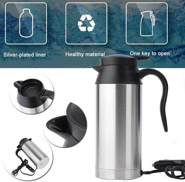 Wasserkocher 12V, 600ml 120W Auto Edelstahl Wasserkocher,für Fernverkehr Autofahrt Camping im Freien