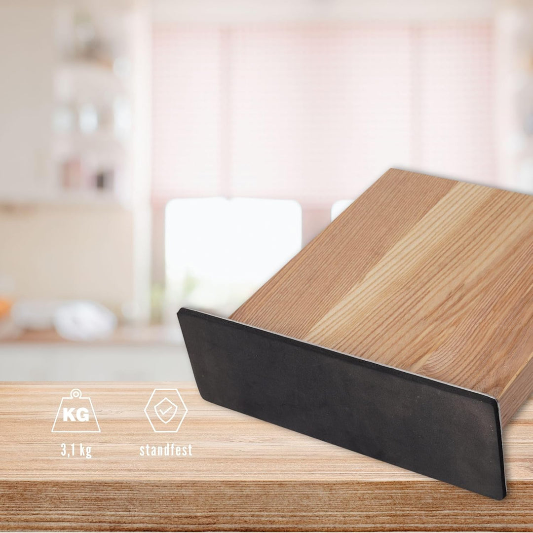 OLEIO Design Messerblock beidseitig magnetisch aus Eichenholz I Unbestückter Magnet Messerhalter, Ed