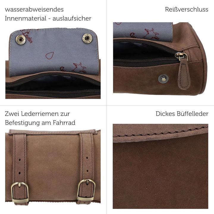 Gusti Fahrradtasche Leder Judith A. Gepäcktasche Lenkertasche Satteltasche Ledertasche Dunkelbraun D