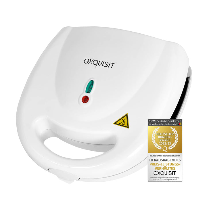 Exquisit Sandwichtoaster ST 3101 we | Dreieck-Sandwich | Antihaft | 750 W Leistung | Weiss | Überhit