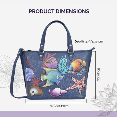 Anuschka Women's Echtleder Medium Tote - Handbemalte Handwerkskunst Mystical Reef, Mystical Reef