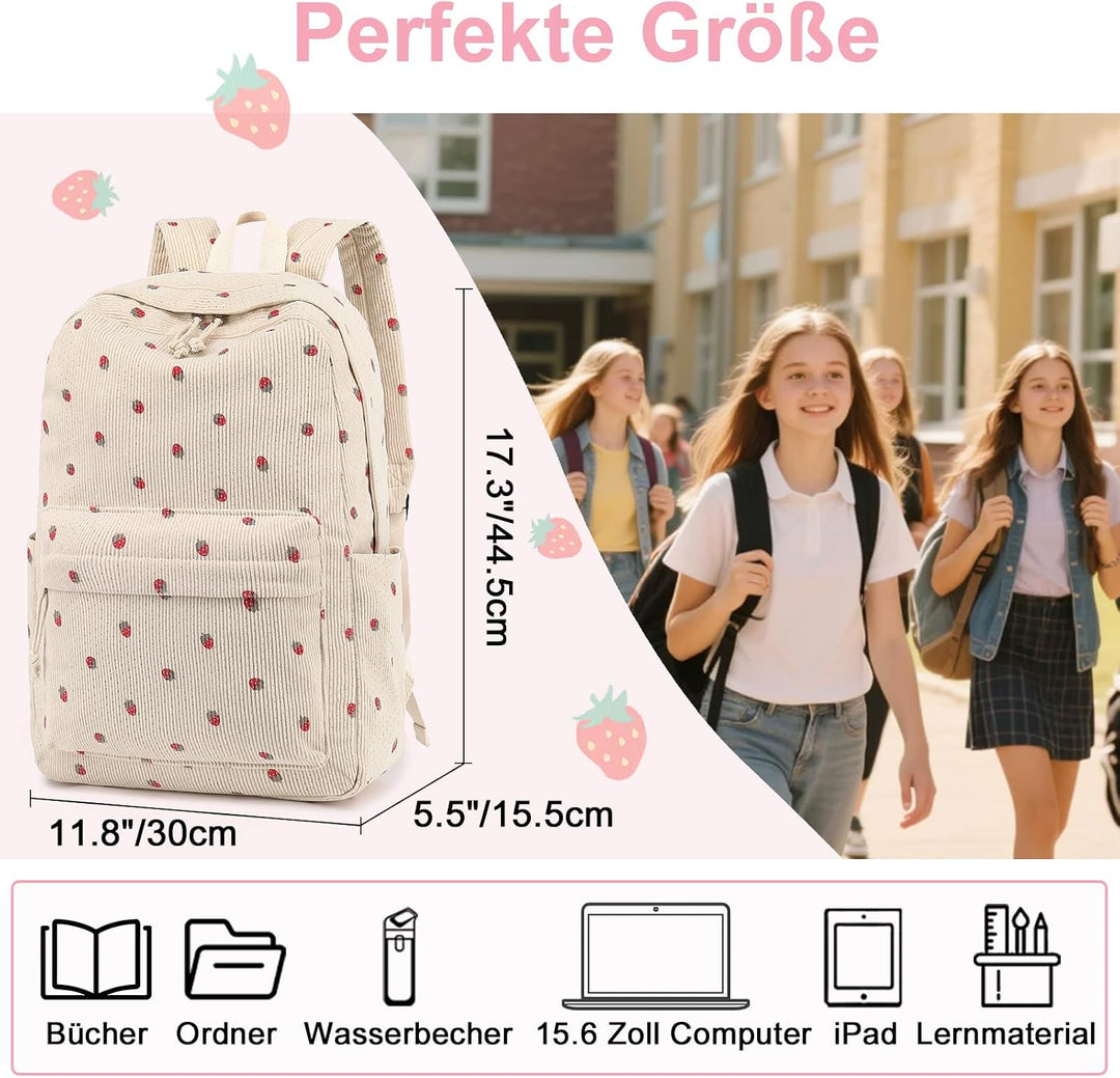 LEDAOU Rucksack für Teenager Mädchen Schulrucksack grosse Büchertaschen Grundschule High School Cord