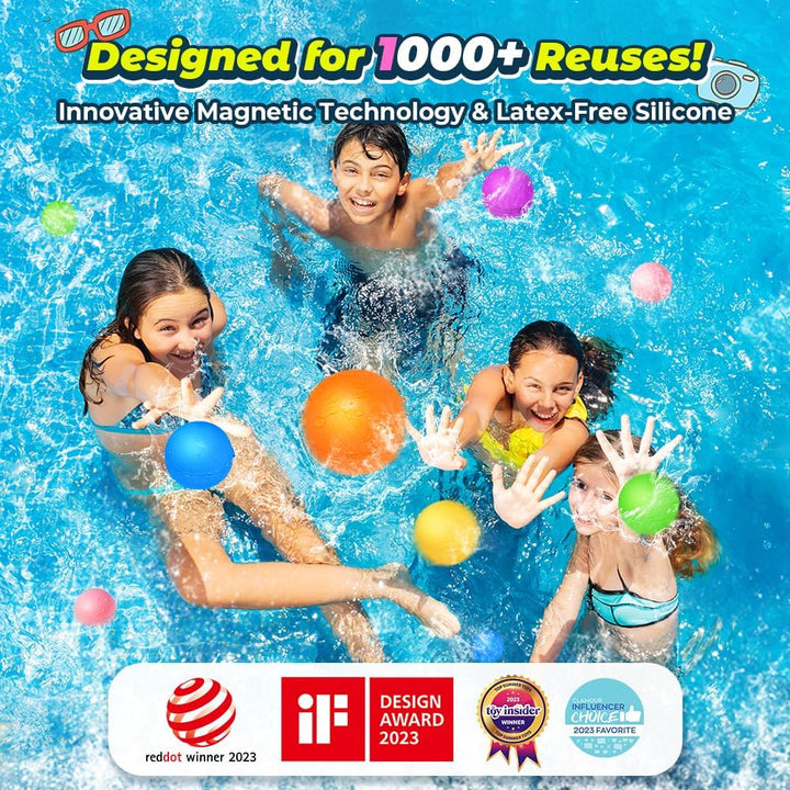 Wasserbomben Wiederverwendbar,Silikon Wasserbomben Selbstschliessend magnetische Spritzbälle,Sommer
