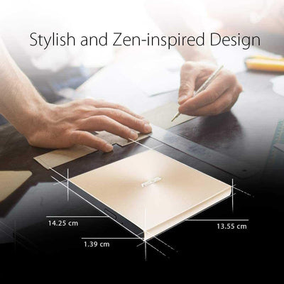 ASUS ZenDrive U9M Schwarz – USB 2.0/USB-C Slim Externer DVD-Brenner Optische Disc 8X Speed Re-Writer