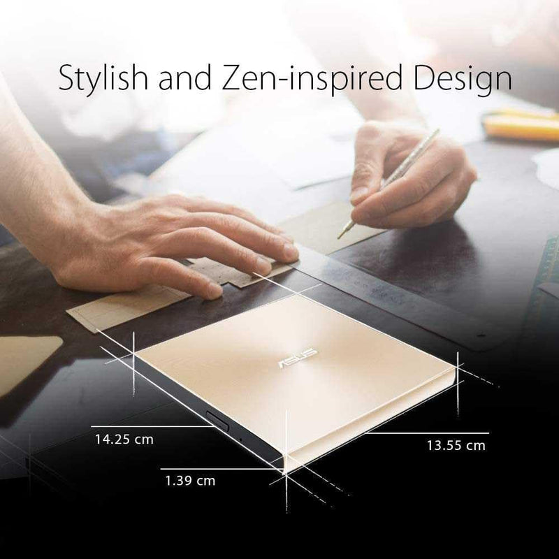 ASUS ZenDrive U9M Schwarz – USB 2.0/USB-C Slim Externer DVD-Brenner Optische Disc 8X Speed Re-Writer