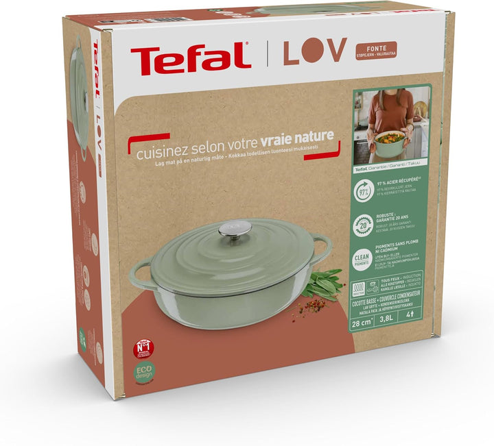 Tefal E25872 LOV Servierpfanne 28 cm | wiedergewonnenes Gusseisen | optimale Wärmespeicherung | für