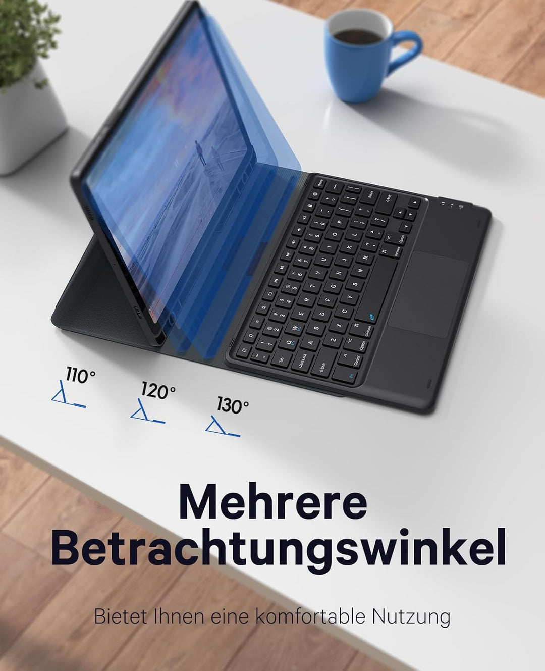 Earto Samsung Galaxy Tab Tastatur für S9 11"/S9 FE 10.9”, Smart Touchpad, Tab S9 Hülle mit S-Pen-Hal