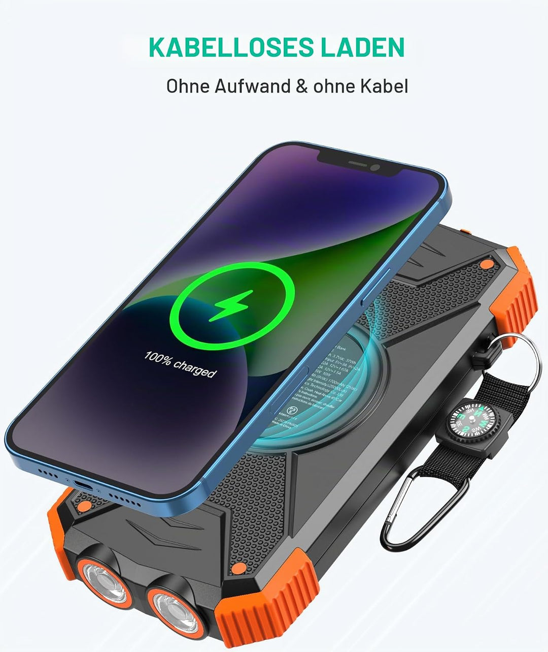 BLAVOR Solar Powerbank Solarladegerät 10000mAh, PD 20W Schnelles Laden tragbare USB C Power Bank mit