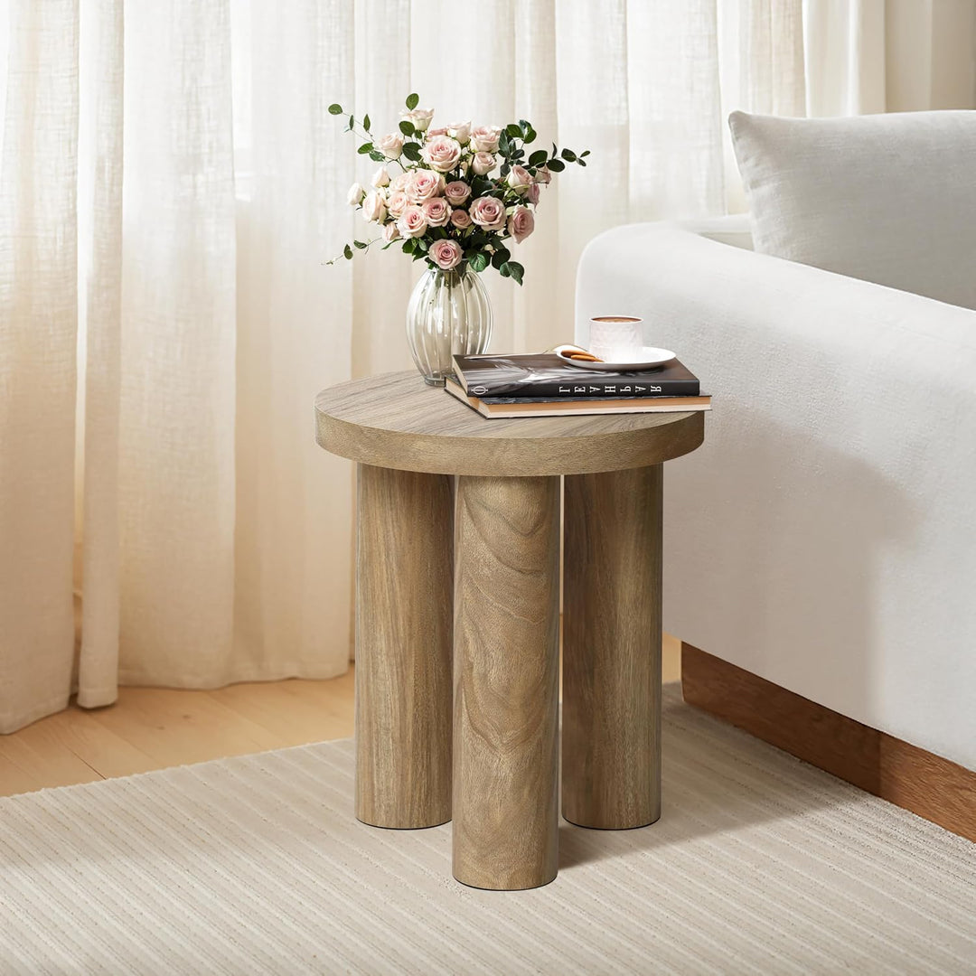Hpmetopia Beistelltisch Holz, Kleiner Runder Tisch für Wohnzimmer, Nachttisch für kleine Räume, Mode